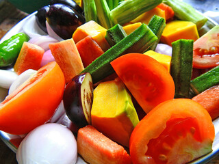 chopped vegetable closeup