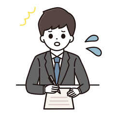 ビジネスマン 記入 イラスト