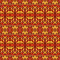 Creative color abstract geometric horizontal pattern in red yellow, vector seamless, can be used for printing onto fabric, interior, design, textile,carpet,pillow.  Ribbons.