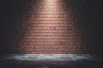 Red brick wall texture background with IES light A Lot of Space for Text Composition art image,...