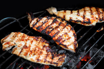 Chicken fillet fried on the grill