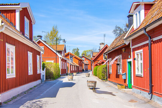 Red houses in Trosa, Sweden