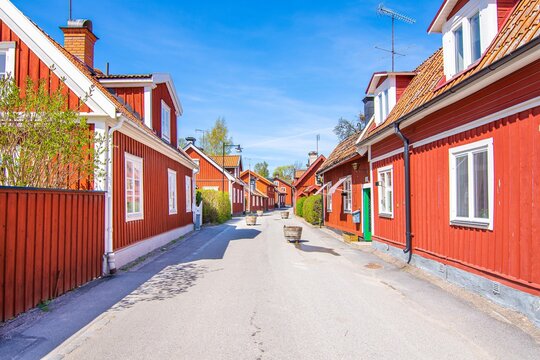 Red houses in Trosa, Sweden