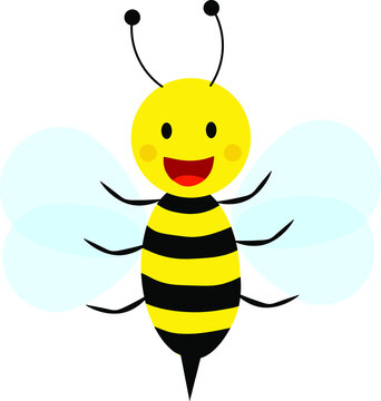 Cute funny laughing bee cartoon illustration