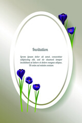 Invitation card with a bouquet of flowers crocus, decorative design, vector illustration