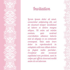 Invitation card with lace patterns, 
decorative design, vector illustration