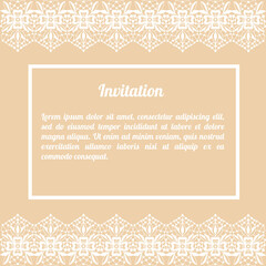 Invitation card with lace patterns, 
decorative design, vector illustration