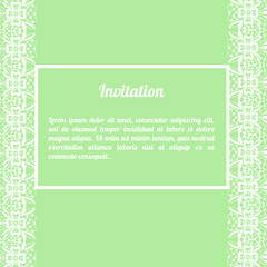 Invitation card with lace patterns, 
decorative design, vector illustration