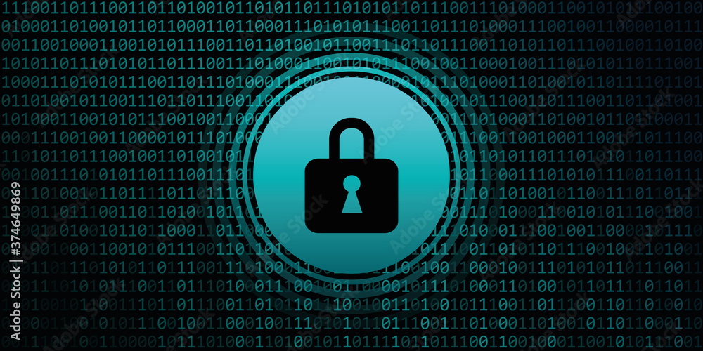Aufkleber lock symbol on binary code background digital data vector illustration EPS10