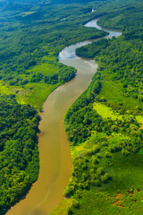 Aerial view of Delta Sierpe River Terraba, Corcovado National Park, Osa Peninsula, Puntarenas Province, Costa Rica, Central America, America
