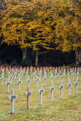 un cimetière militaire dans les Vosges. un cimetière de la guerre mondial en automne. Cimetière...