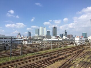 Fototapeta na wymiar Skyscrapers around Nagoya Station in Aichi