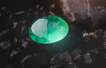 Green emerald oriental sapphire gemstone.