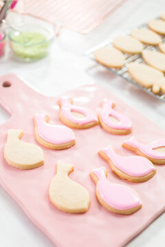 Pink Marshmallow Close Up Background Many Hearts Marshmallows