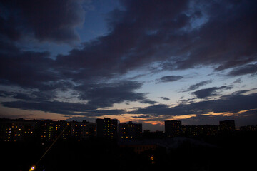 Night landscape. Night city. At home