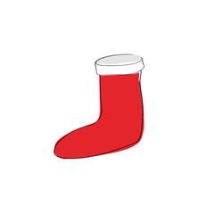 Christmas holidays sock. Continuous line drawing. Vector illustration. Design Product EPS10