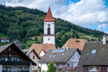 romantic view of ottenhöfen in the black forest in germany for hiking vacation