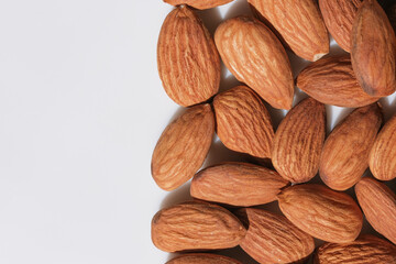 Dried almonds close up