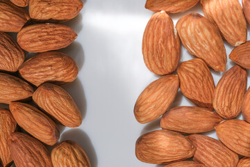 Dried almonds close up