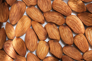 Dried almonds close up
