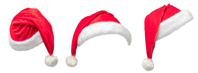 Set of Christmas Santa hat isolated on white background with clipping path. for decoration wearing...
