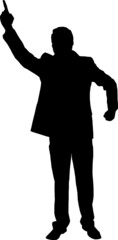 Silhouette of the very talkative politician with high position arm