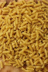 Durum macaroni on a wooden table macro 