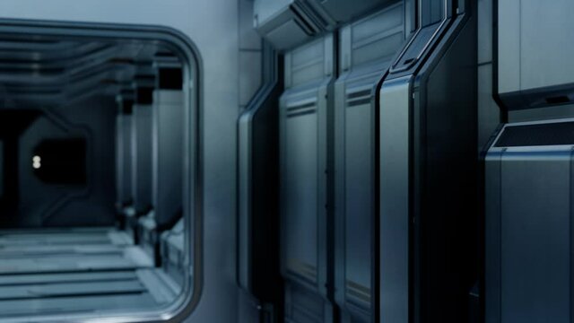 Clean sterile futuristic science fiction interior of a laboratory or spaceship