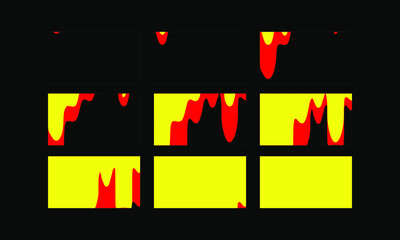 Fire transitions animation sprite sheet. Fire scene transitions effect for videos, cartoon or animation and motion design. Vector flame explosion fx. 