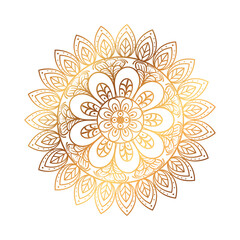 golden flower mandala on white background vector illustration design
