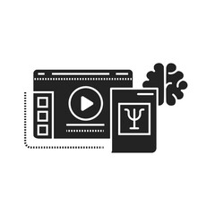 Psychology blog black glyph icon. Online psychologist help sign. Pictogram for web page, mobile app, promo. UI UX GUI design element.