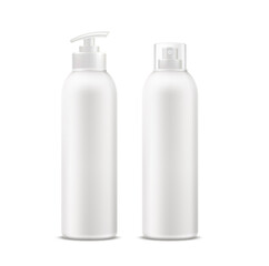 Vector realistic spa cream tube dry shampoo bottle