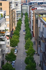 Urban canyon in the modern new town "Hafencity" (port city) in Hamburg, Germany