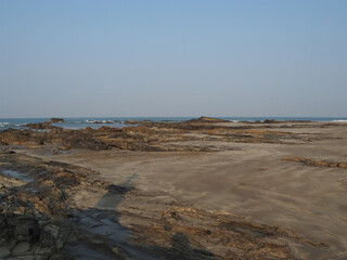 The rocky shore of the sea. seascape.