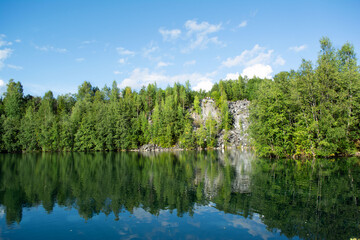 Fototapeta premium summer landscape with lake
