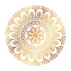 golden round mandala on white background, vintage luxury mandala vector illustration design