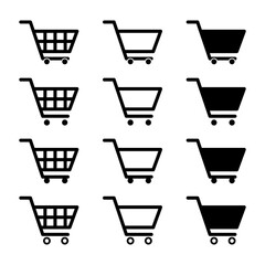 Set of shopping cart sale icon, market story shop vector illustration symbol isolated on white background