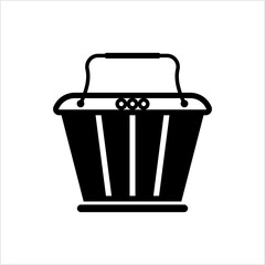Picnic Basket Icon, Picnic Hamper, Basket Is Used To Hold Food, Tableware For A Picnic Trip