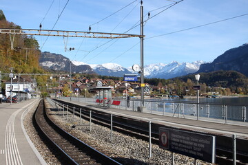Platform at Brienz, Switzerland, Europe