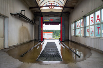 Karcher car wash for cars with large brushes. 30 August 2020, Minsk Belarus