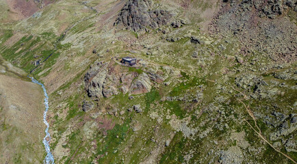 Cevedale Larcher refuge in the Pejo Valley ( 2.715 m s.l.m)  in the heart of Stelvio National Park,...