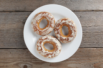 Glazed bagels on a plate