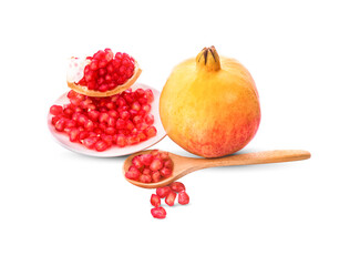 Pomegranate fruit isolated on white background.