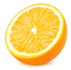 Isolated orange fruit. Slice of fresh orange isolated on white background with clipping path