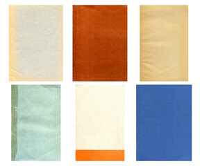 Old paper textures set. Blank old pages with rough faded surface. Perfect for background and...