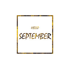 Hello september on a white background. Graphic design