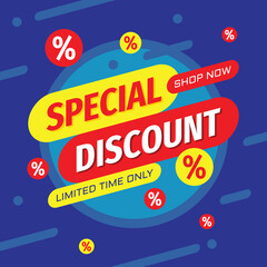 Special discount concept banner design. Super sale poster. Advertising promotion poster. Vector illustration. 