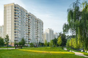 Beautiful morning view of Yuzhnoe Butovo park in South Butovo district, Moscow, Russia.
