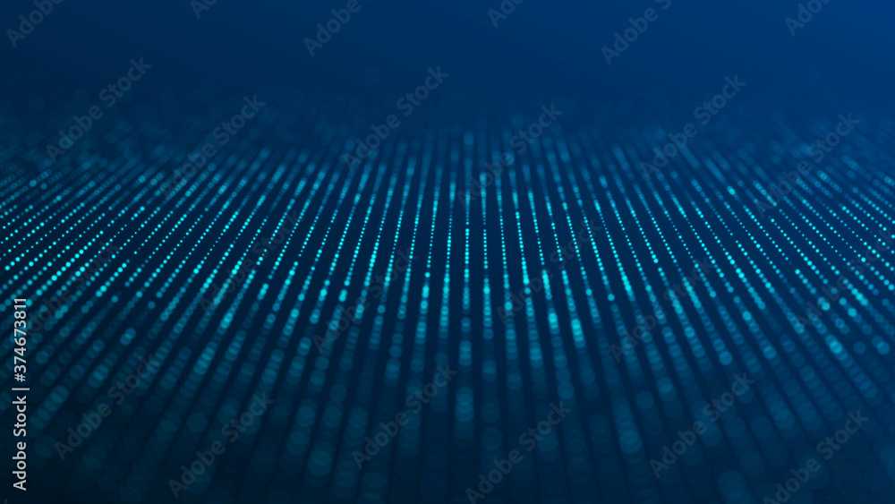 Poster network connection structure. perspective grid. technology wave. big data visualization. technologic