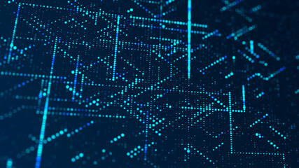 Network connection structure. Abstract digital background. Big data visualization. Technological background. 3d rendering.